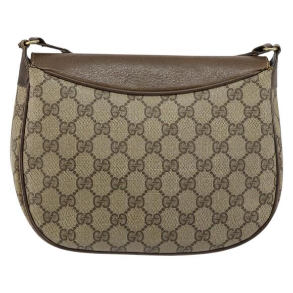 GUCCI GG Supreme Web Sherry Line Shoulder Bag Pvc Leather Beige Red - Picture 3 of 13